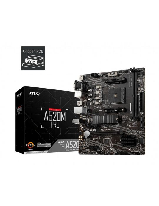 MSI A520M PRO plăci de bază AMD A520 Mufă AM4 micro-ATX Msi - 1