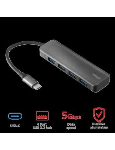 Adaptor trust halyx aluminium usb-c to 4-port usb-a 3.2 hub Trust - 1