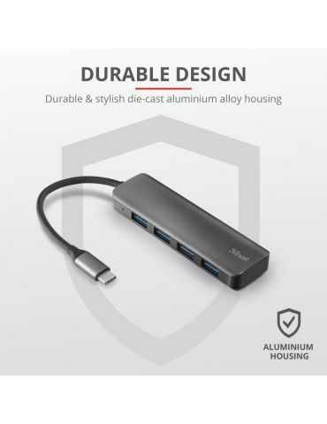 Adaptor trust halyx aluminium usb-c to 4-port usb-a 3.2 hub Trust - 1