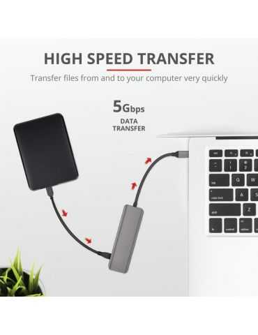 Adaptor trust halyx aluminium usb-c to 4-port usb-a 3.2 hub Trust - 1
