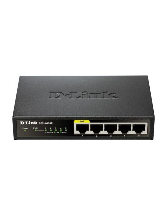 Switch d-link des-1005p 5 porturi 10/100mbps 1 port poe 802.3af D-link - 1