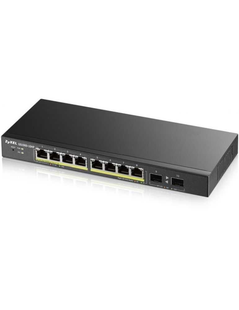 Zyxel gs1900-10hp 8-port gbe smart managed poe switch (8x gig