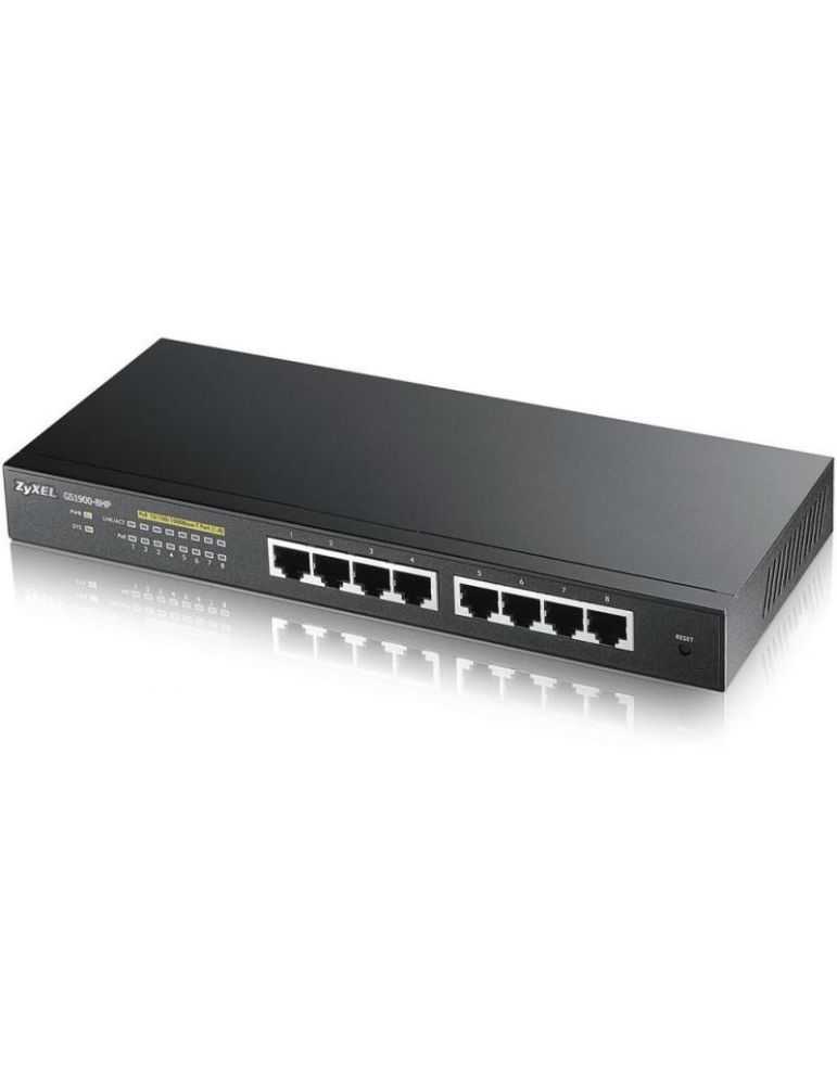 Switch ZyXEL GS1900-8HP, 8x RJ-45, 10/100/1000 Mbps, PoE