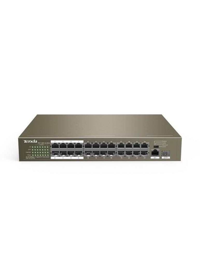 Switch Tenda TEF1126P-24-250W, 24x RJ-45, 1x SFP, 10/100/1000 Mbps, PoE