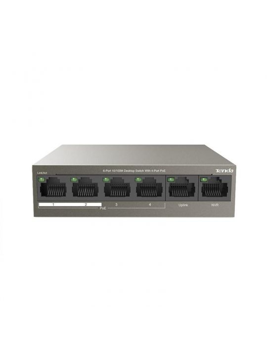 Switch tenda tef1106p-4-63w 6-port 10/100mbps desktop4 poe + 2 normal Tenda - 1