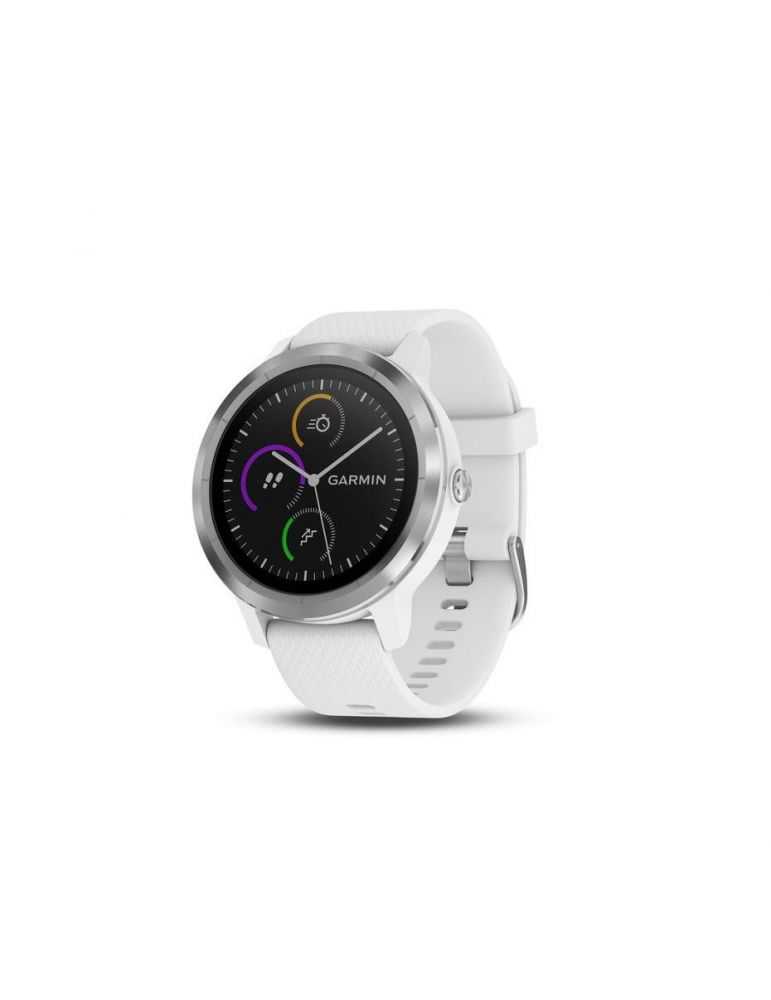 Ceas smartwatch garmin vivoactive 3 gps argintiu curea silicon alba