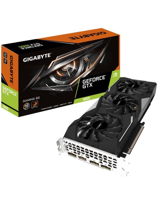 Gigabyte GV-N1660GAMING-6GD plăci video NVIDIA GeForce GTX 1660 6 Giga Bites GDDR5 Gigabyte - 1