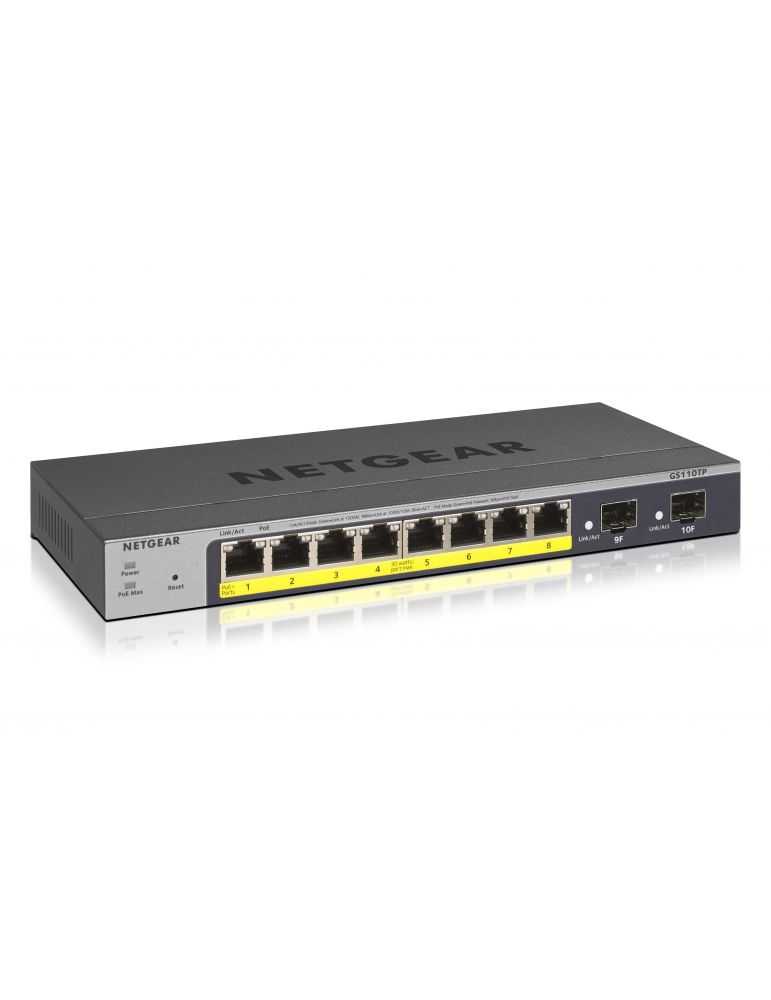 Hubs & Switches NETGEAR GS110TP Gestionate L2/L3/L4 Gigabit Ethernet (10/100/1000) Power over Ethernet (PoE) Suport Gri