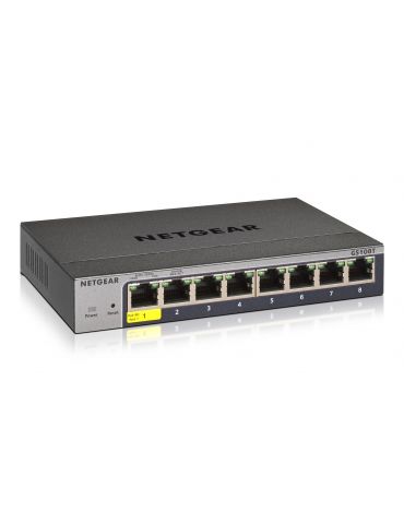 NETGEAR GS108Tv3 Gestionate L2 Gigabit Ethernet (10/100/1000) Gri Netgear - 1 - Tik.ro