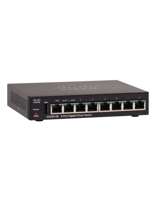 Cisco SG250-08 Gestionate L2/L3 Gigabit Ethernet (10/100/1000) Negru Cisco - 1