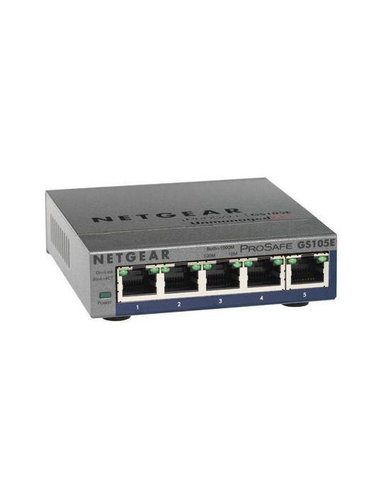 Netgear GS105PE Fara management L2 Gigabit Ethernet (10/100/1000) Power over Ethernet (PoE) Suport Gri Netgear - 1
