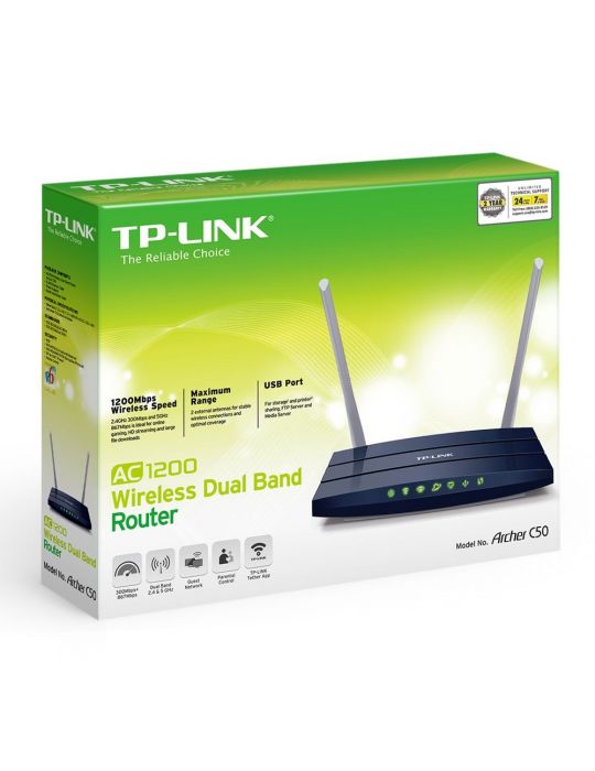 TP-LINK Archer C50 router wireless Fast Ethernet Bandă dublă (2.4 GHz/ 5 GHz) Negru Tp-link - 4