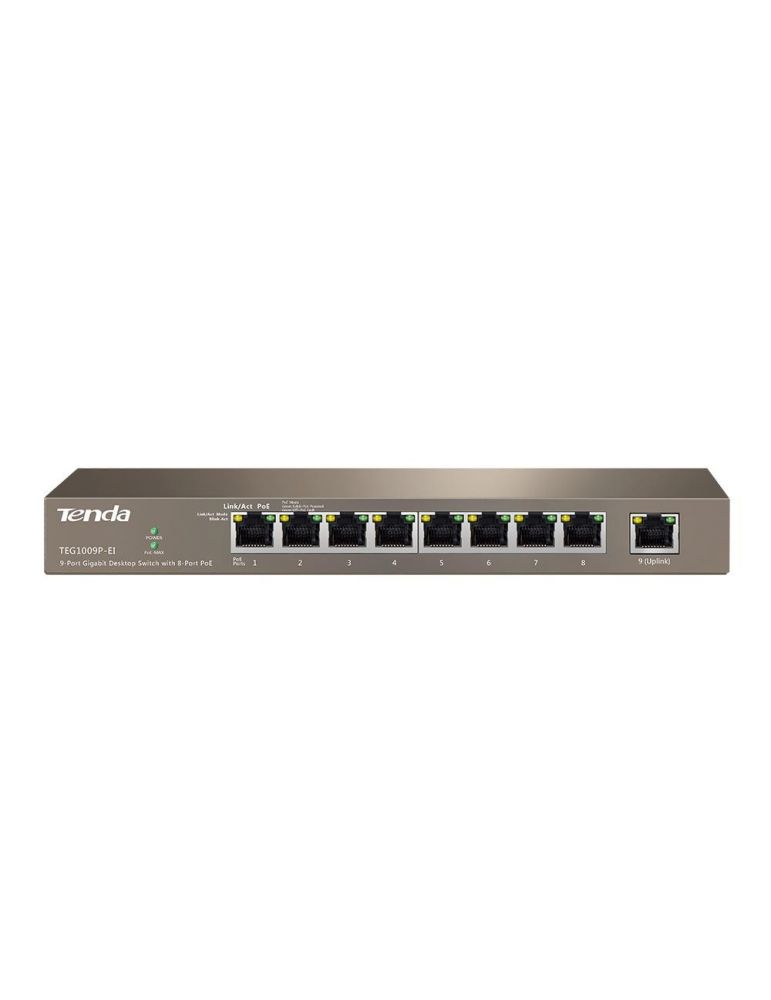 Tenda 9-port gigabit desktop switch with 8-port poe teg1009p-ei ieee