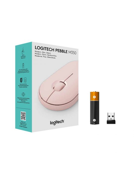 Logitech Pebble M350 Wireless Mouse mouse-uri Ambidextru RF Wireless + Bluetooth Optice 1000 DPI Logitech - 1