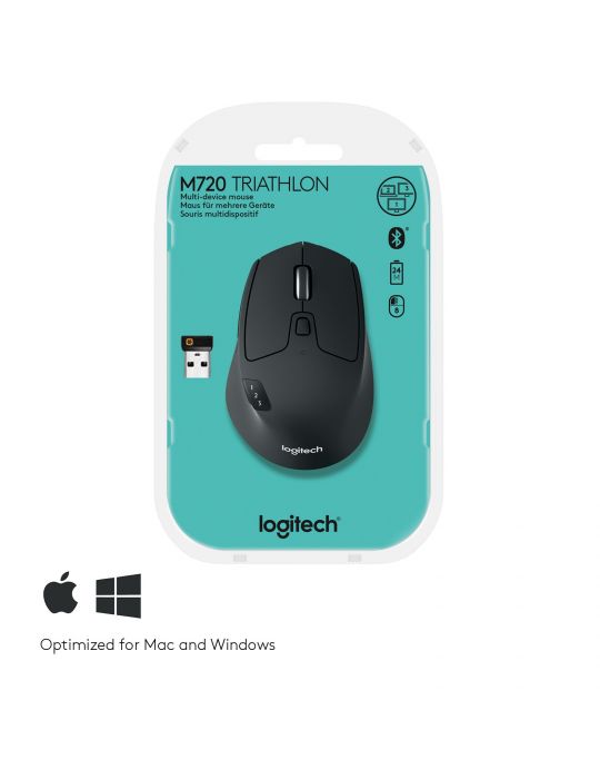 Logitech M720 Triathlon Mouse mouse-uri Mâna dreaptă RF Wireless + Bluetooth Optice 1000 DPI Logitech - 7