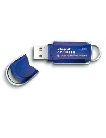 Integral 64GB Courier FIPS 197 Encrypted USB 3.0 memorii flash USB 64 Giga Bites USB Tip-A 3.2 Gen 1 (3.1 Gen 1) Albastru, Integ