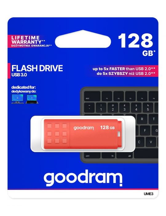 Goodram UME3 memorii flash USB 128 Giga Bites USB Tip-A 3.2 Gen 1 (3.1 Gen 1) Portocală Goodram - 5
