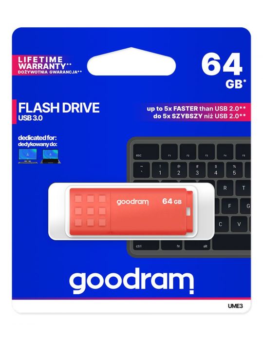Goodram UME3 memorii flash USB 64 Giga Bites USB Tip-A 3.2 Gen 1 (3.1 Gen 1) Portocală Goodram - 5