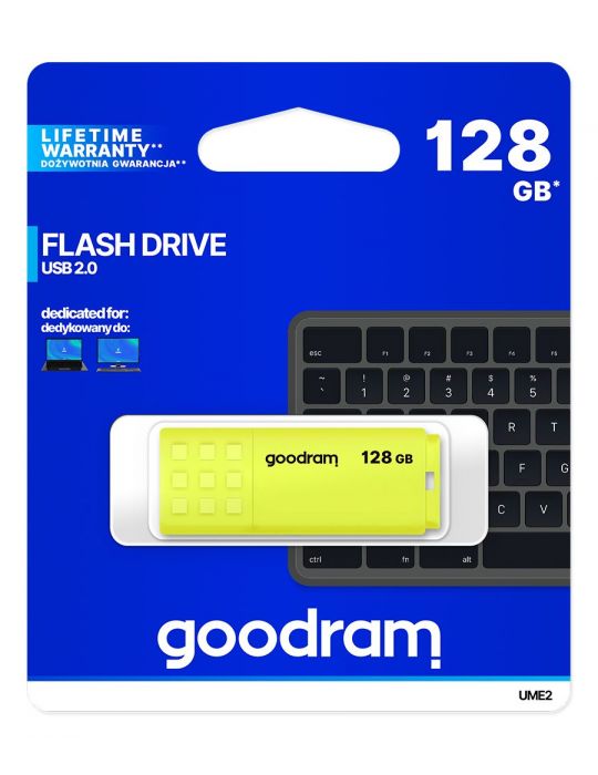 Goodram UME2 memorii flash USB 128 Giga Bites USB Tip-A 2.0 Galben Goodram - 5