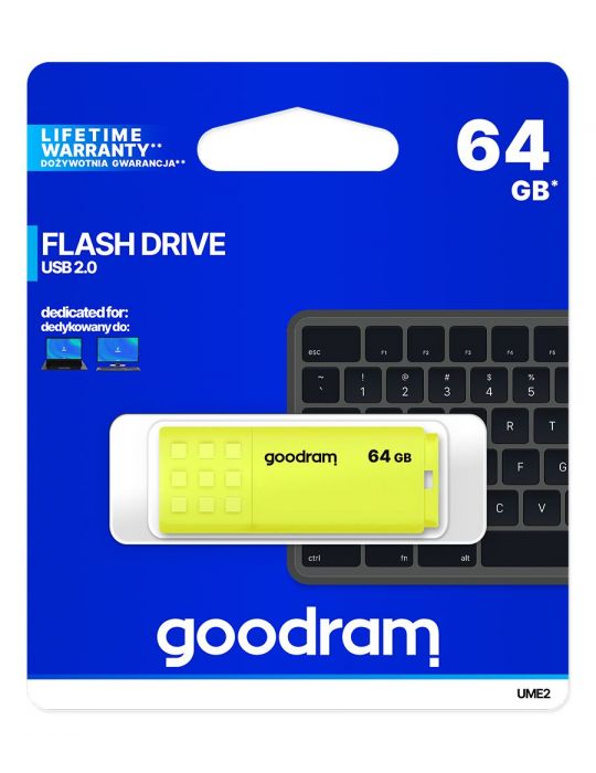 Goodram UME2 memorii flash USB 64 Giga Bites USB Tip-A 2.0 Galben Goodram - 5