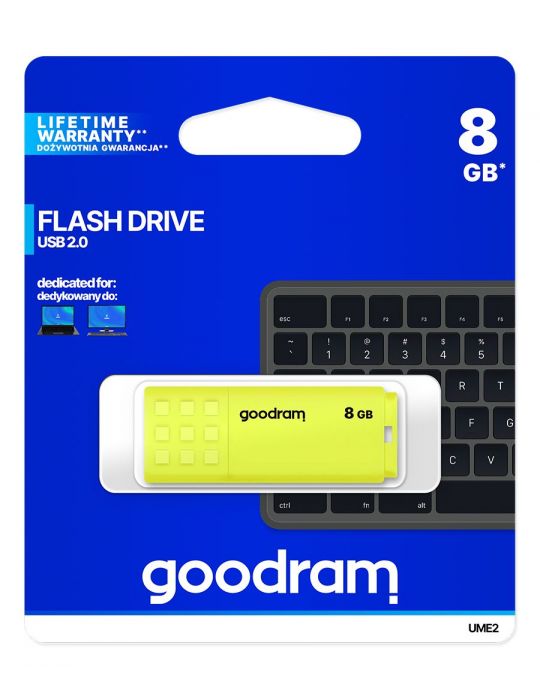 Goodram UME2 memorii flash USB 8 Giga Bites USB Tip-A 2.0 Galben Goodram - 5