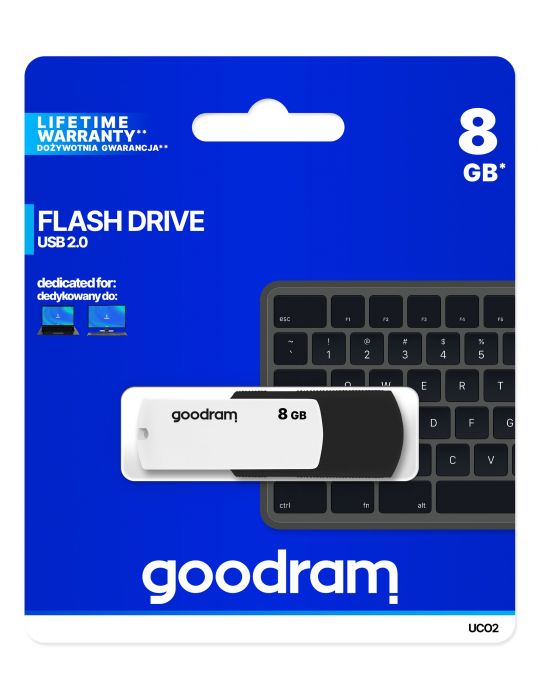 Goodram UCO2 memorii flash USB 8 Giga Bites USB Tip-A 2.0 Negru, Alb Goodram - 4