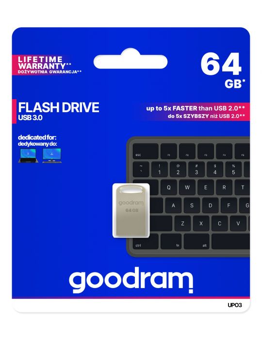 Goodram UPO3 memorii flash USB 64 Giga Bites USB Tip-A 3.2 Gen 1 (3.1 Gen 1) Argint Goodram - 1
