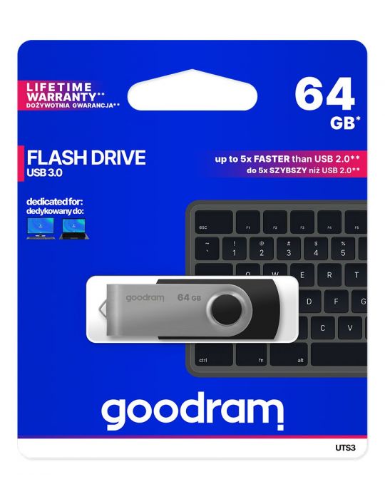 Goodram UTS3 memorii flash USB 64 Giga Bites USB Tip-A 3.2 Gen 1 (3.1 Gen 1) Negru, Argint Goodram - 5