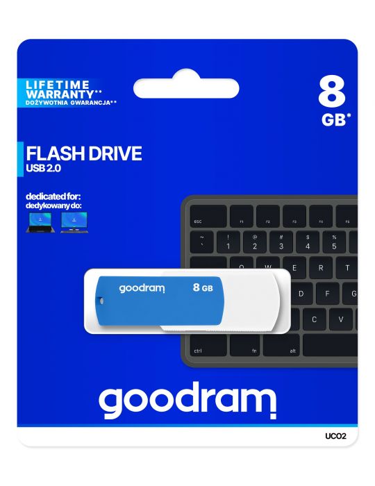 Goodram UCO2 memorii flash USB 8 Giga Bites USB Tip-A 2.0 Albastru, Alb Goodram - 1