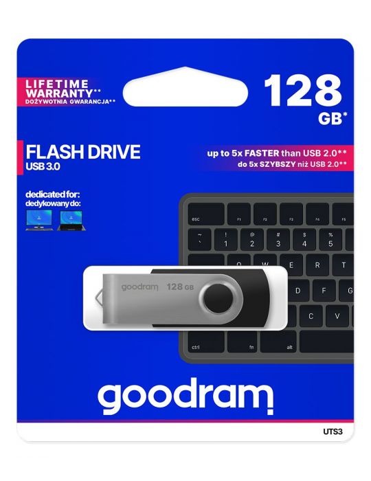 Goodram UTS3 memorii flash USB 128 Giga Bites USB Tip-A 3.2 Gen 1 (3.1 Gen 1) Roşu, Argint Goodram - 5