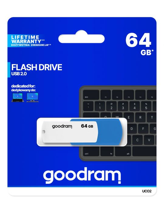 Goodram UCO2 memorii flash USB 64 Giga Bites USB Tip-A 2.0 Albastru, Alb Goodram - 1