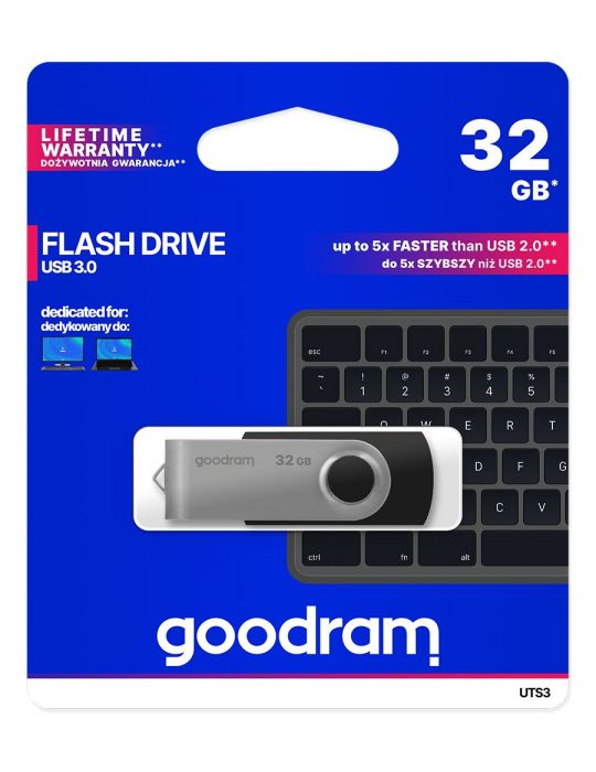 Goodram UTS3 memorii flash USB 32 Giga Bites USB Tip-A 3.2 Gen 1 (3.1 Gen 1) Negru, Argint Goodram - 4