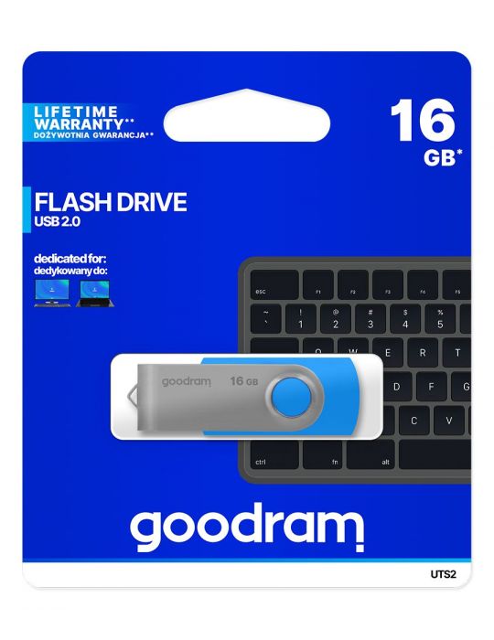 Goodram UTS2 memorii flash USB 16 Giga Bites USB Tip-A 2.0 Albastru, Argint Goodram - 5
