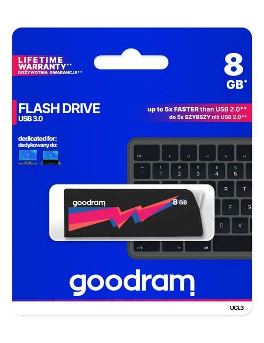 Goodram UCL3 memorii flash USB 8 Giga Bites USB Tip-A 3.2 Gen 1 (3.1 Gen 1) Negru, Albastru, Portocală, Roz Goodram - 5
