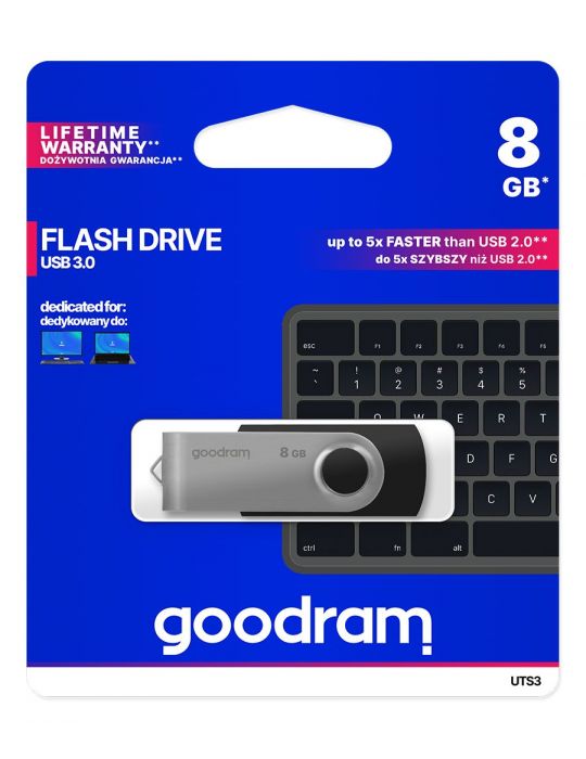 Goodram UTS3 memorii flash USB 8 Giga Bites USB Tip-A 3.2 Gen 1 (3.1 Gen 1) Negru, Argint Goodram - 5