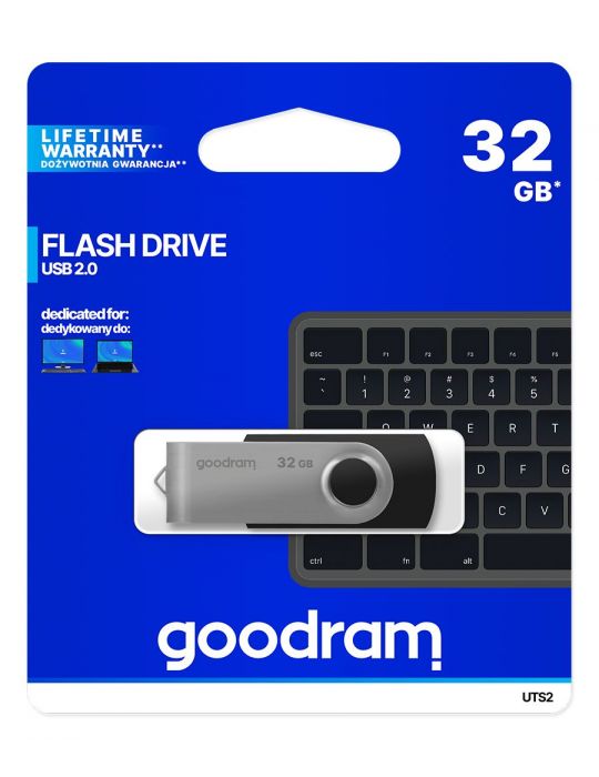 Goodram UTS2 memorii flash USB 32 Giga Bites USB Tip-A 2.0 Negru, Argint Goodram - 5