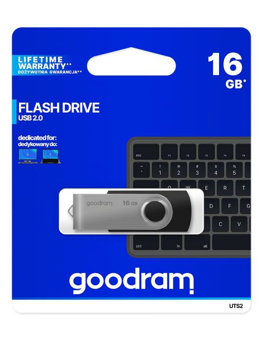 Goodram UTS2 memorii flash USB 16 Giga Bites USB Tip-A 2.0 Negru, Argint Goodram - 5