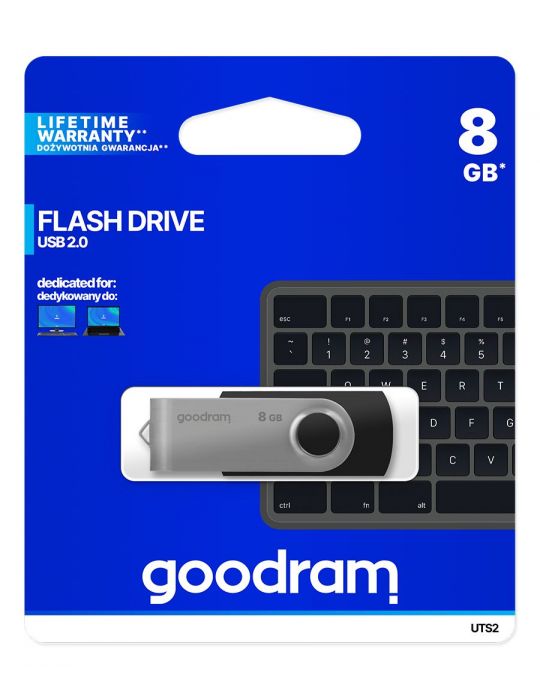 Goodram UTS2 memorii flash USB 8 Giga Bites USB Tip-A 2.0 Negru, Argint Goodram - 5