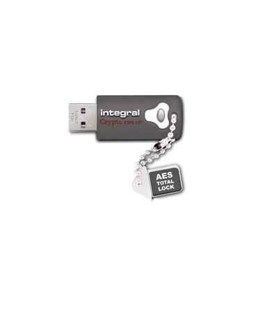 Integral 64GB Crypto Drive FIPS 197 Encrypted USB 3.0 memorii flash USB 64 Giga Bites USB Tip-A 3.2 Gen 1 (3.1 Gen 1) Gri Integr - Tik.ro