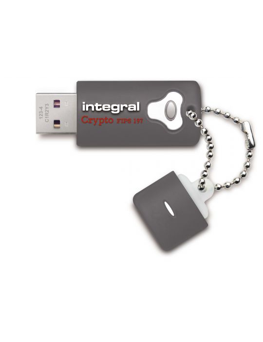 Integral 32GB Crypto Drive FIPS 197 Encrypted USB 3.0 memorii flash USB 32 Giga Bites USB Tip-A 3.2 Gen 1 (3.1 Gen 1) Gri Integr