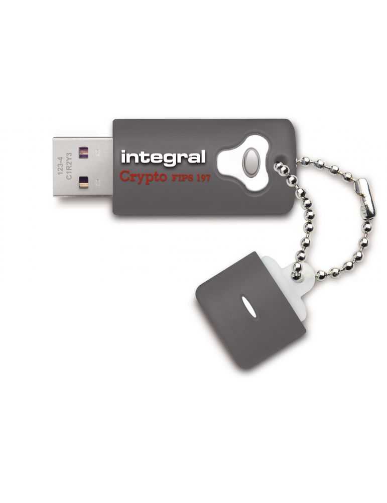 Integral 4GB Crypto Drive FIPS 197 Encrypted USB 3.0 memorii flash USB 4 Giga Bites USB Tip-A 3.2 Gen 1 (3.1 Gen 1) Gri