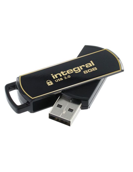 Integral 8GB Secure 360 Encrypted USB 3.0 memorii flash USB 8 Giga Bites USB Tip-A 3.2 Gen 1 (3.1 Gen 1) Negru, De aur Integral 