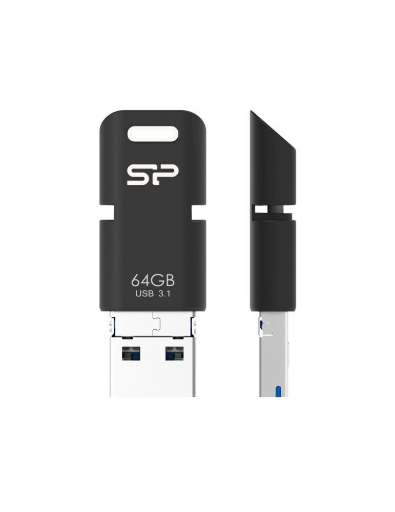 Silicon Power Mobile C50 memorii flash USB 64 Giga Bites USB Type-A / USB Type-C / Micro-USB 3.2 Gen 1 (3.1 Gen 1) Negru