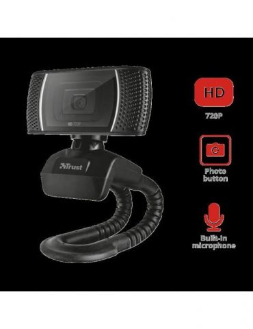 Camera web trust hd 720 cu rez 1280 x 720 usb 2.0 microfon negru tr-18679 (include tv 0.18lei) Trust - 1