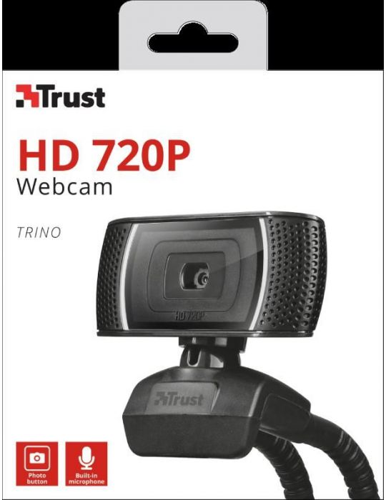 Camera web trust hd 720 cu rez 1280 x 720 usb 2.0 microfon negru tr-18679 (include tv 0.18lei) Trust - 1