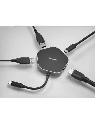 D-Link DUB-M420 stații de andocare și replicatoare de porturi pentru calculatoare portabile Prin cablu Thunderbolt 3 Negru, D-li