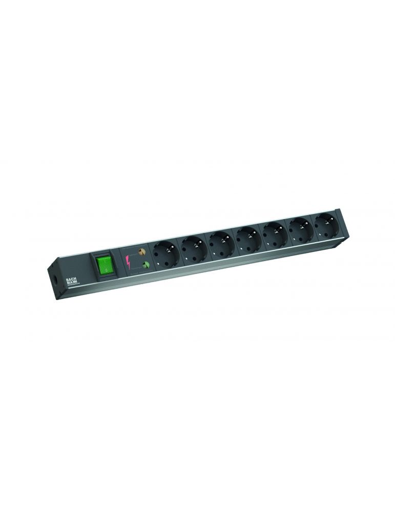 Bachmann prelungitor 19 1he 7xschuko sw 1xintrerupator 1xÜss cordon20m schuko