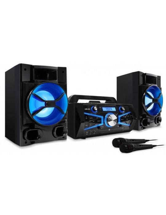Sistem boxa audio karaoke bluetooth fm/digital radio 2x microphone jacks Akai - 1