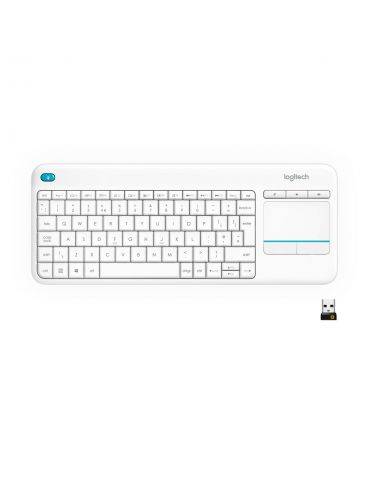 Logitech Wireless Touch Keyboard K400 Plus tastaturi RF fără fir QWERTY Englez Alb