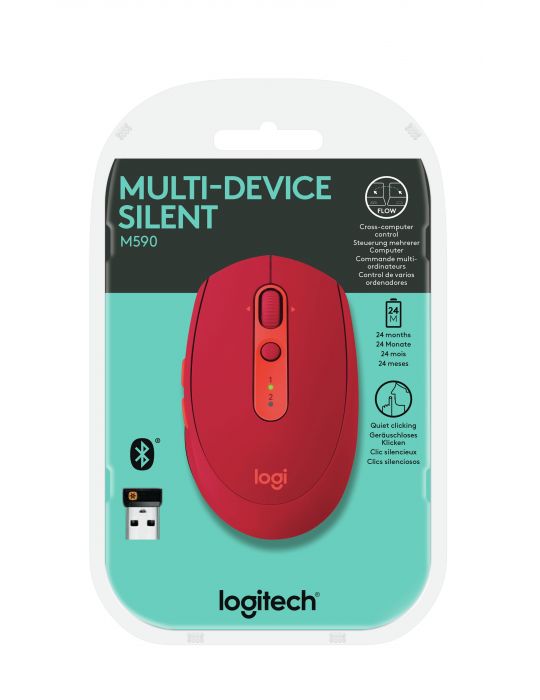 Logitech Wireless Mouse M590 Multi-Device Silent mouse-uri Mâna dreaptă RF Wireless + Bluetooth Optice 1000 DPI Logitech - 1